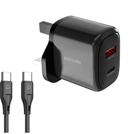 آداپتور شارژر دو پورت Porodo مدل PD-20WACCC